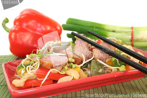 Image of Duck breast with fried noodles