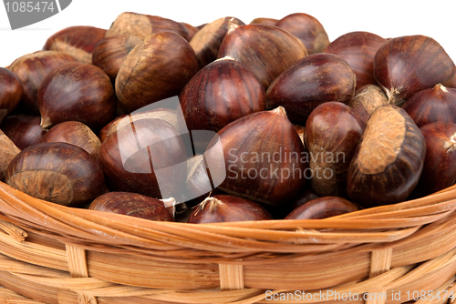 Image of Wicker basket with chestnuts