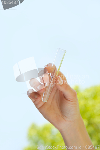 Image of Hand holding empty test tube