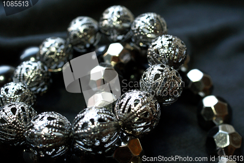 Image of Silver Bead Bracelet over Black 