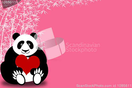 Image of Happy Valentines Day Panda Bear Holding Heart