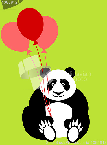 Image of Happy Valentines Day Panda Bear Holding Balloons