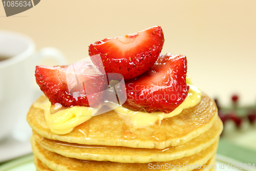 Image of Strawberries On Pancakes