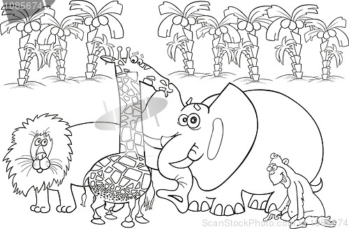 Image of african animals for coloring