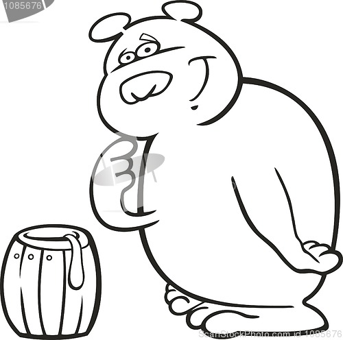 Image of Bear and honey for coloring book
