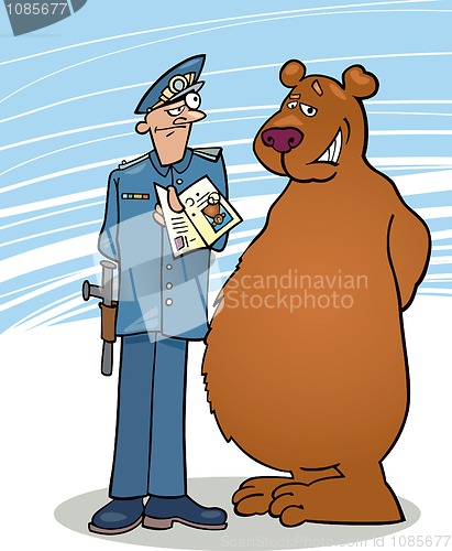 Image of Bear and policeman