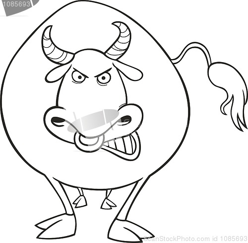 Image of Angry bull for coloring book