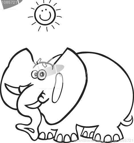 Image of African elephant for coloring book