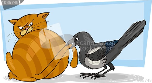 Image of Cat and magpie