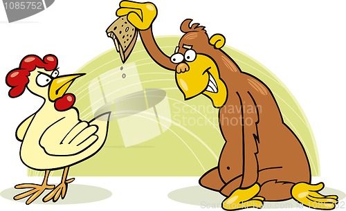 Image of Monkey and chicken