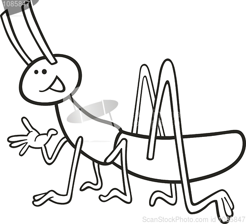 Image of funny grasshopper for coloring book