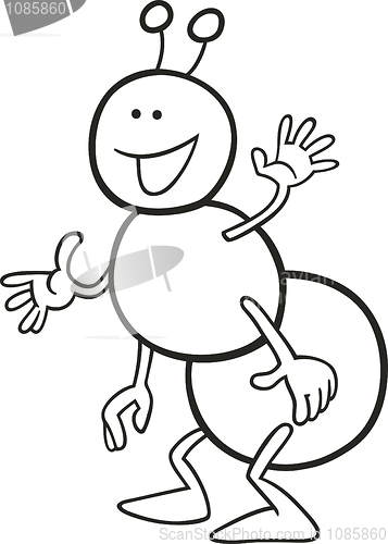 Image of funny ant for coloring book