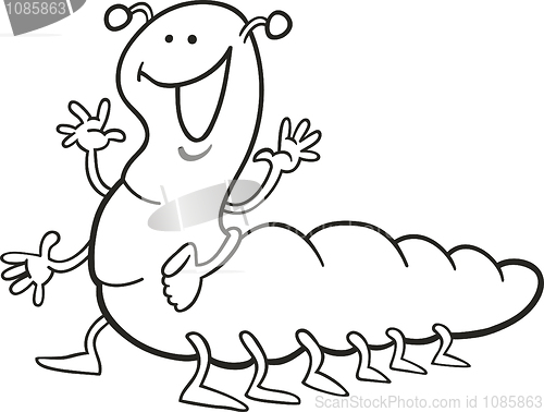 Image of funny caterpillar for coloring book