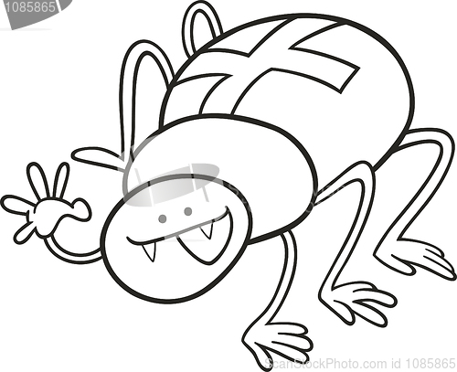 Image of funny cross spider for coloring book