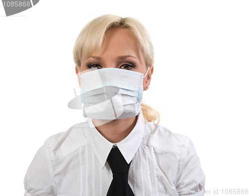 Image of Female in medical mask.