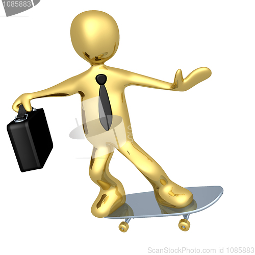 Image of Businessman On Skateboard