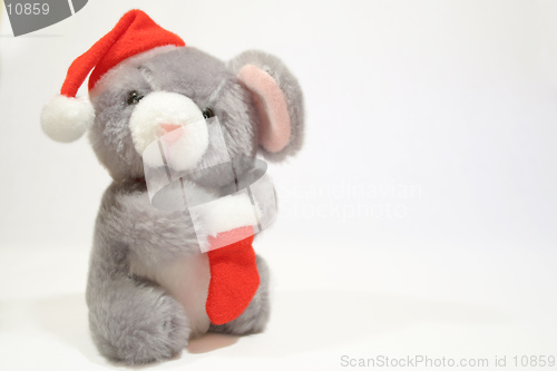 Image of A cute fluffy Christmas mouse