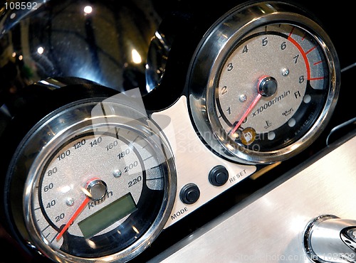 Image of Motorcycle details speedometer closeup