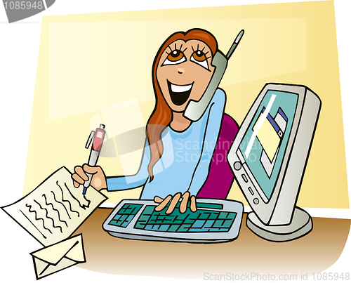 Image of Happy Businesswoman working