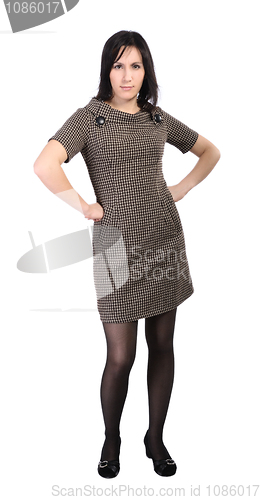 Image of Girl in brown dress, isolated