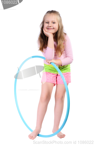 Image of Girl with  hula hoop, isolated.