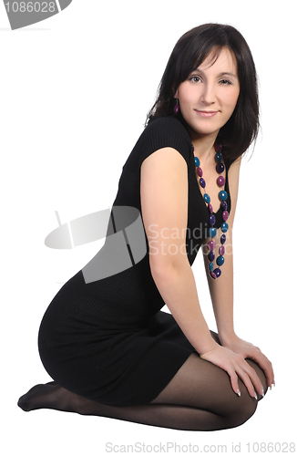 Image of Girl in black dress, isolated