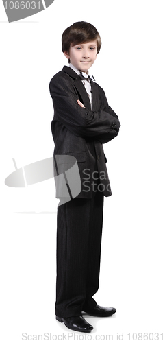 Image of A boy in a black suit, isolated