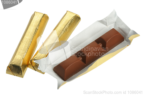 Image of Chocolate in foil, isolated