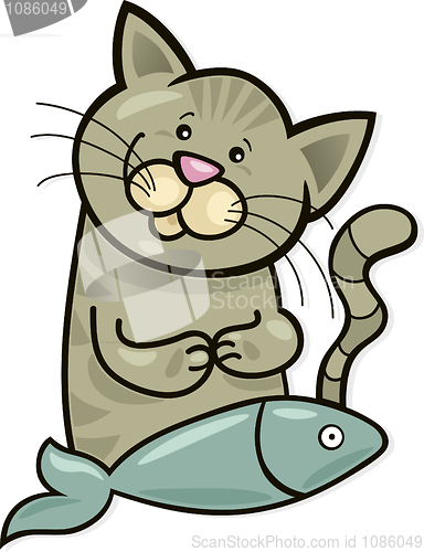 Image of Happy cat with fish