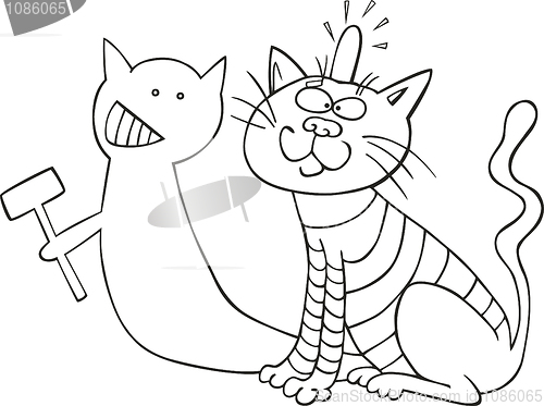 Image of Cat and his shadow for coloring book