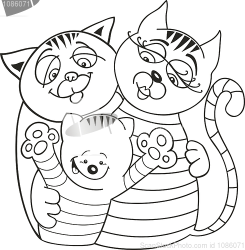 Image of Cats family for coloring book