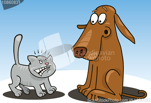 Image of Kitten and dog