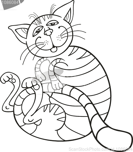 Image of Happy Cat for coloring book