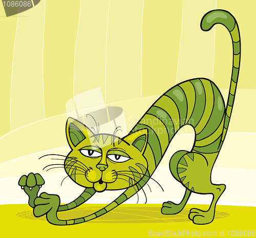 Image of Green Cat stretching