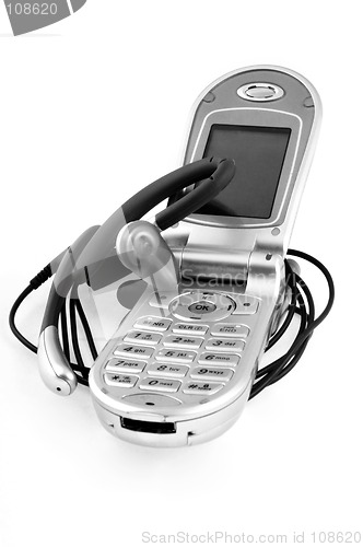 Image of Wireless phone and microphone. B&W