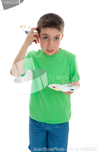 Image of Boy thinking what to paint