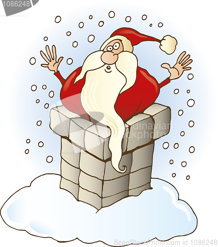 Image of Santa Claus stuck in chimney