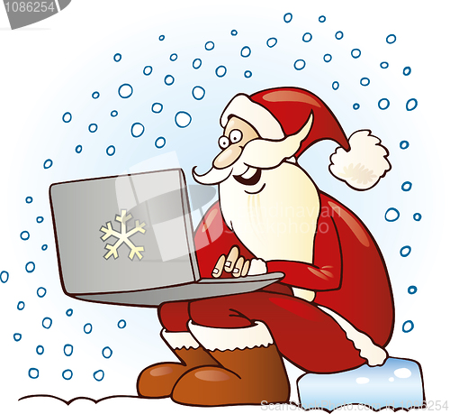 Image of Santa claus with laptop
