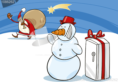 Image of Snowman and Santa