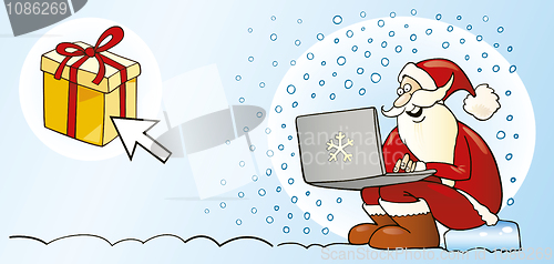 Image of Santa claus with laptop