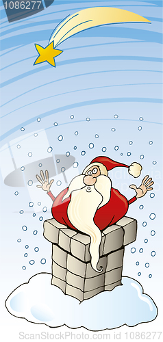 Image of Santa Claus stuck in chimney