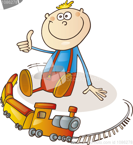 Image of Boy with train set