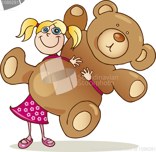 Image of Girl with big teddy bear