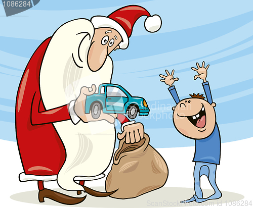 Image of santa claus and little boy