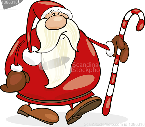 Image of Santa claus with christmas cane