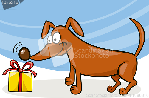 Image of Dog and christmas gift