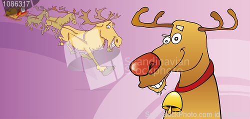 Image of Red nose reindeer christmas card