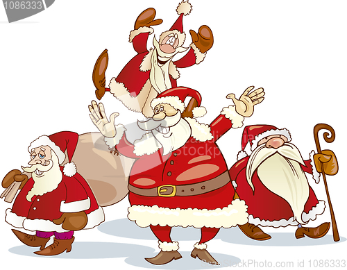 Image of santa clauses group