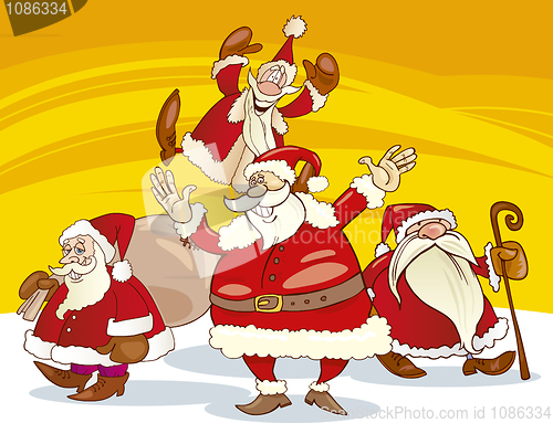 Image of santa clauses group