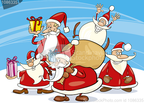 Image of santa clauses group